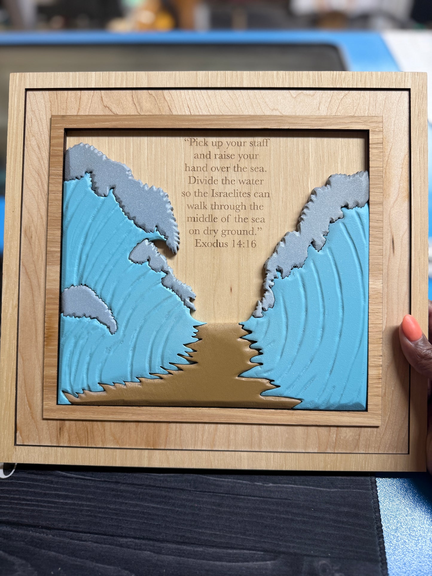 Parted Sea faith-3D Wood Wall Art Featuring Exodus 14:16