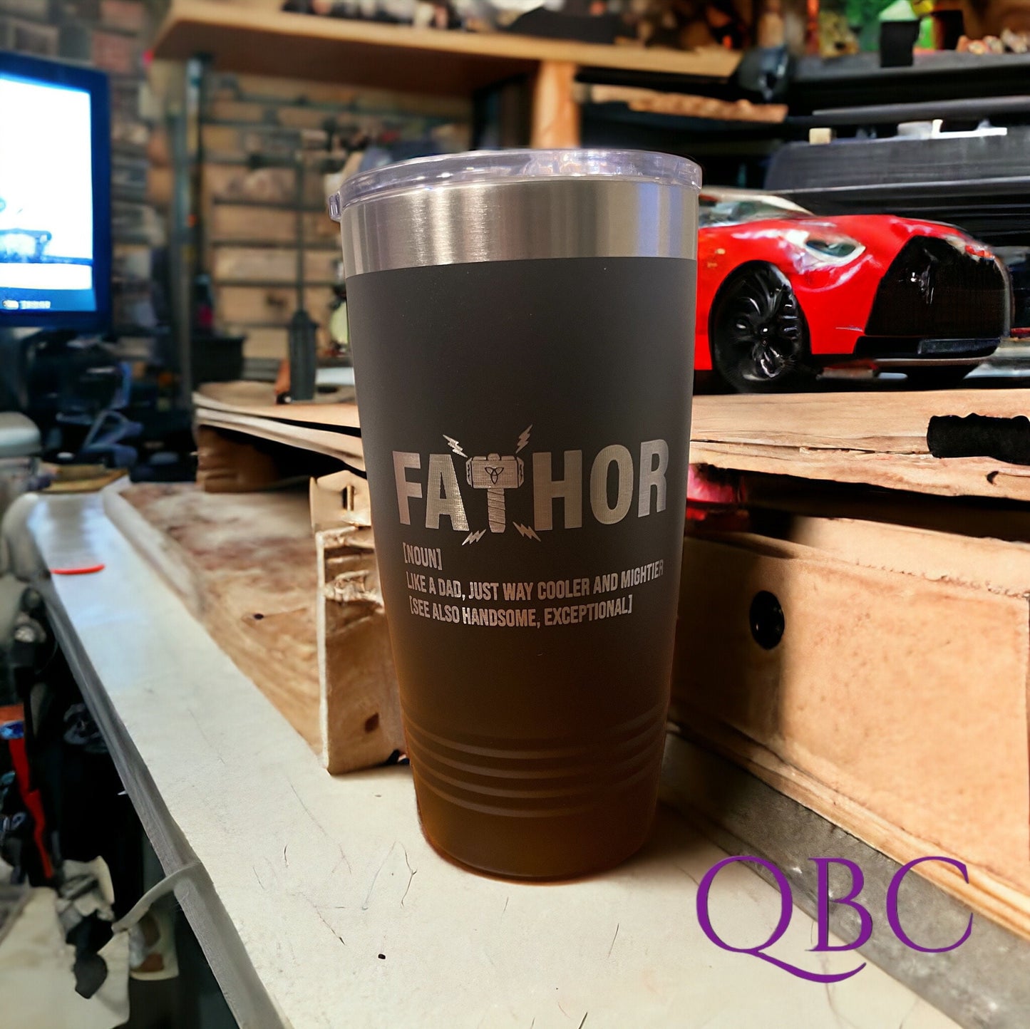 Personalized “Fathor” Engraved Tumbler – Superhero Dad Gift | Custom Stainless Steel Drinkware for Father’s Day