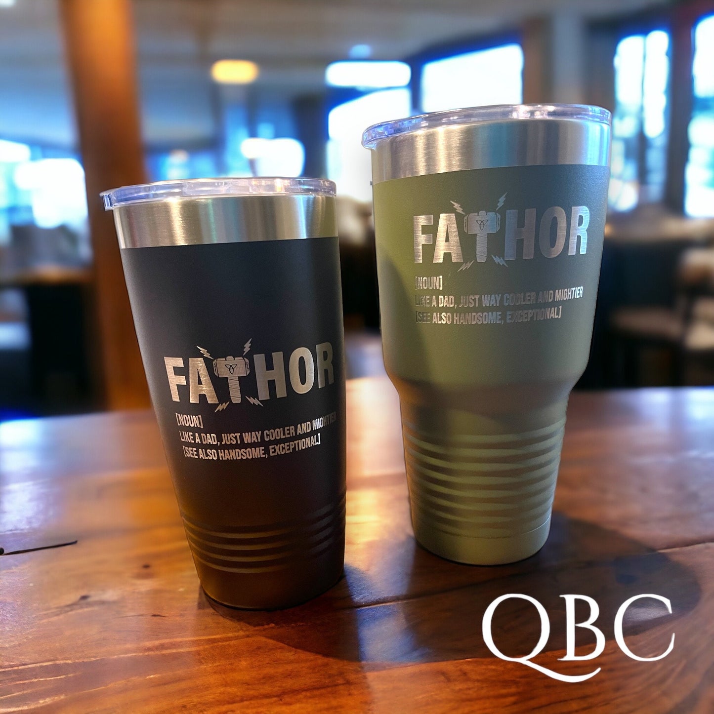Personalized “Fathor” Engraved Tumbler – Superhero Dad Gift | Custom Stainless Steel Drinkware for Father’s Day