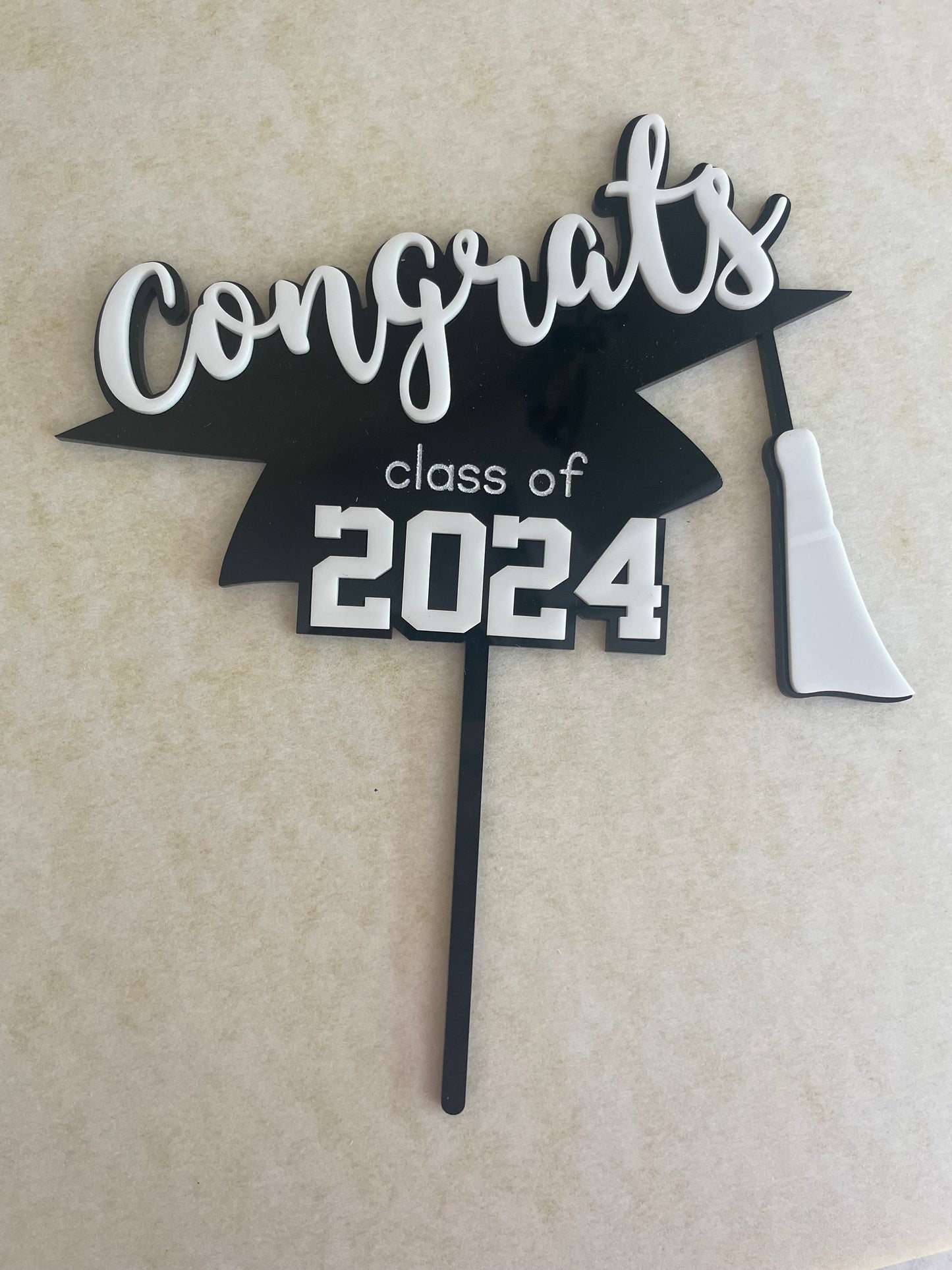 Congrats Grad Cake Topper – Modern Acrylic Graduation Decoration
