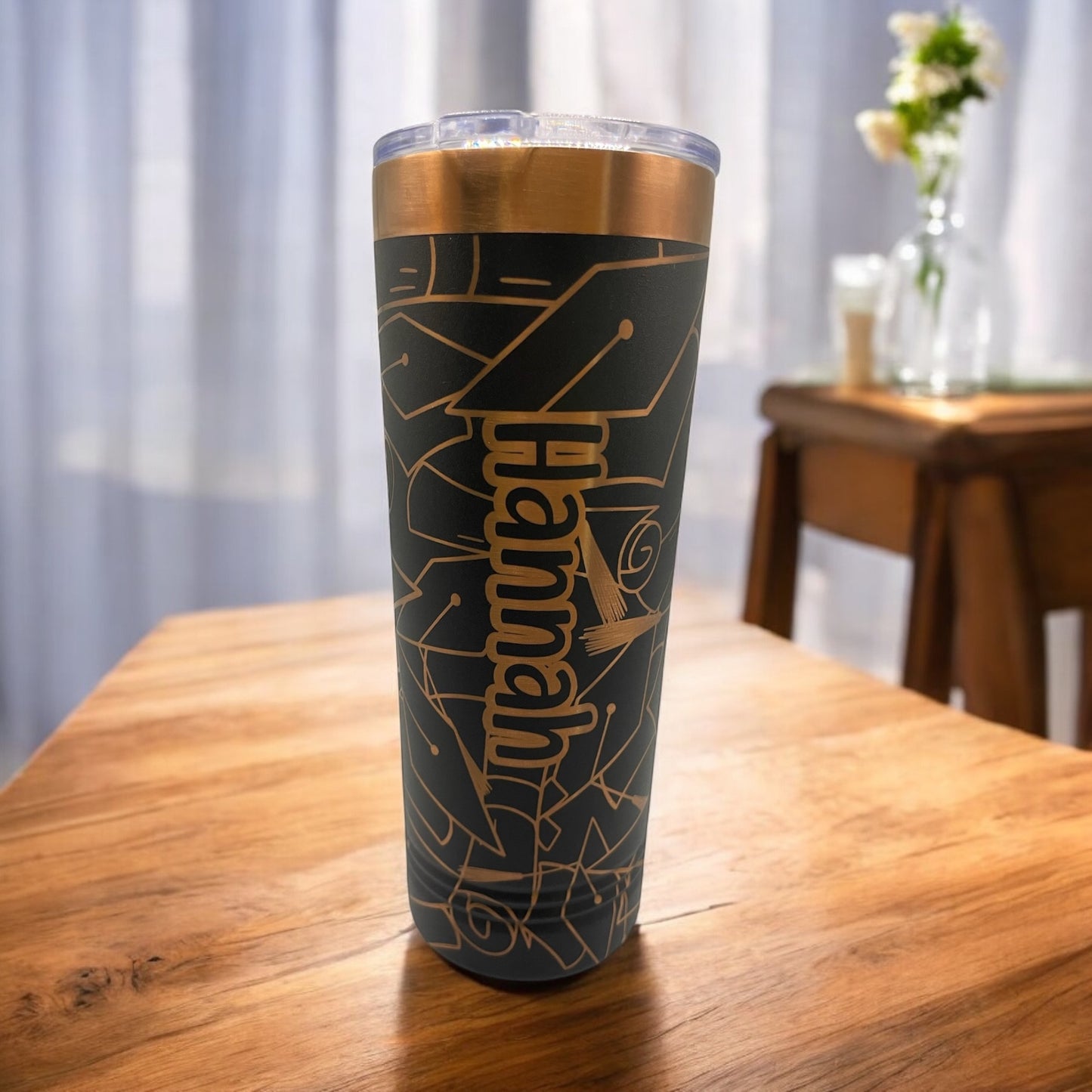 Personalized Graduation Tumbler – 22oz Skinny Stainless Steel with Name & Cap Design
