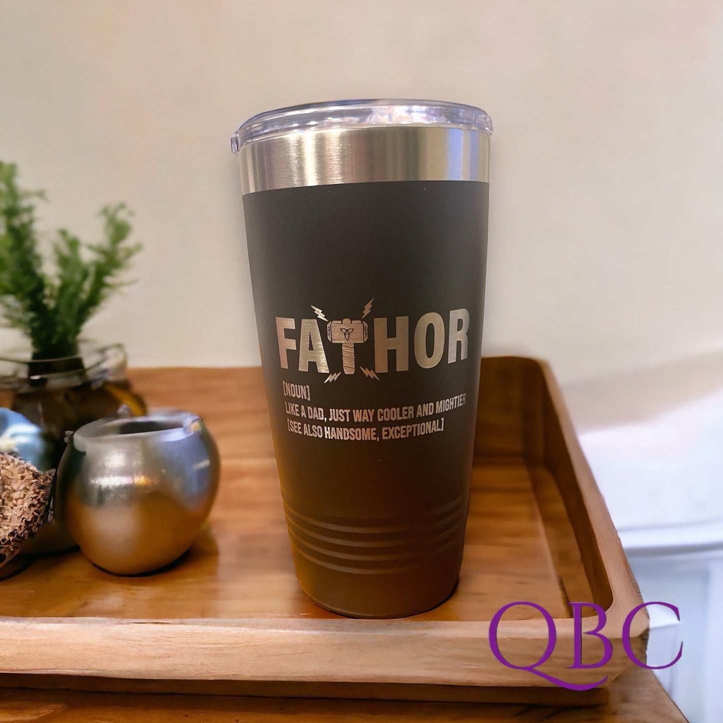 Personalized “Fathor” Engraved Tumbler – Superhero Dad Gift | Custom Stainless Steel Drinkware for Father’s Day