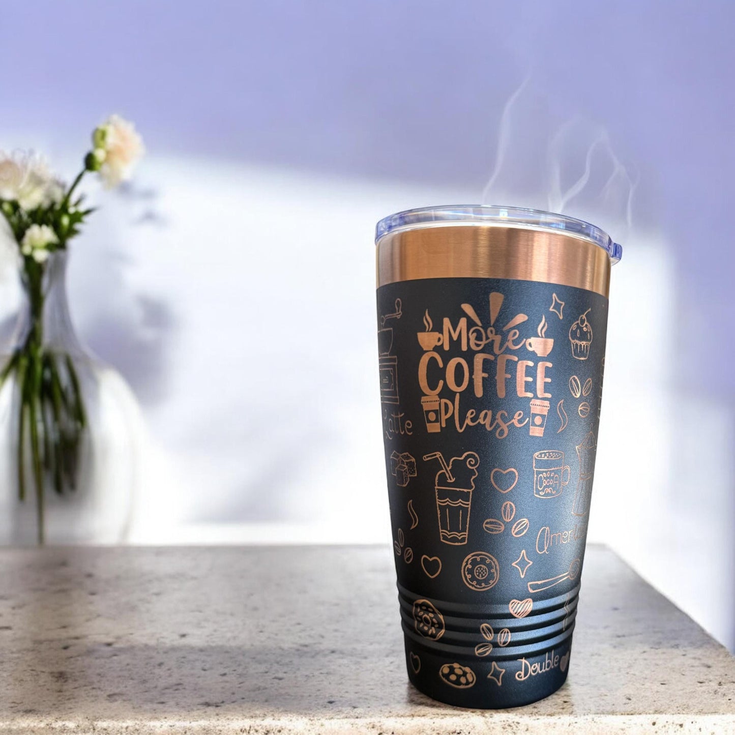Coffee Tumbler with Gold Engraving – Engraved Coffee Lover Travel Mug