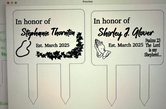 Custom Plant Markers for Memorial Garden