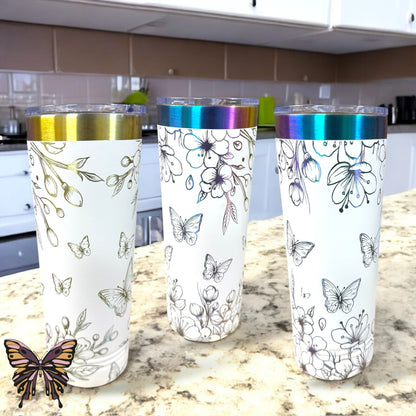 Cherry Blossom & Butterfly Engraved 22oz Prism Tumbler