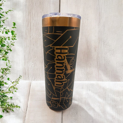 Personalized Graduation Tumbler – 22oz Skinny Stainless Steel with Name & Cap Design